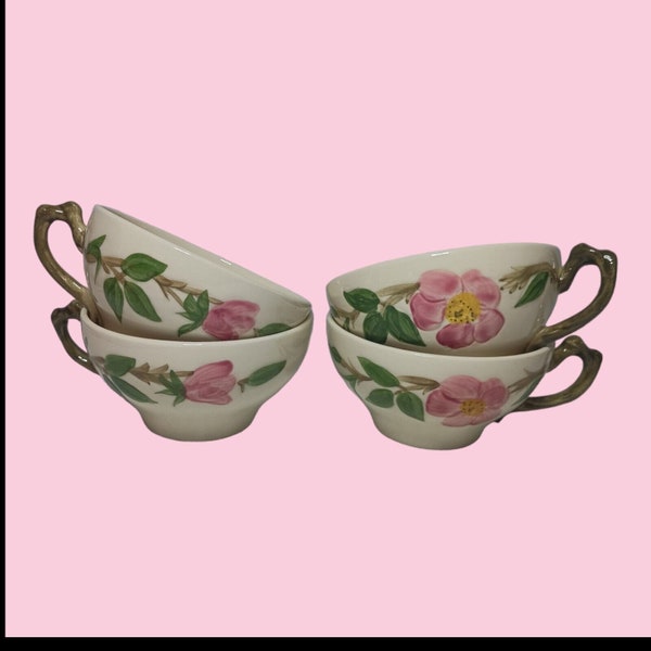 Franciscan Desert Rose Tea Cups Vintage USA Set of 4