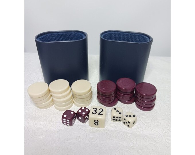 Backgammon Pieces Complete Set Replacements Chips Dice Cups Etsy