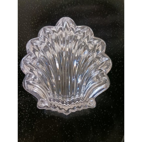 Gorham Crystal Scallop Shell Decorative Box Clear… - image 1