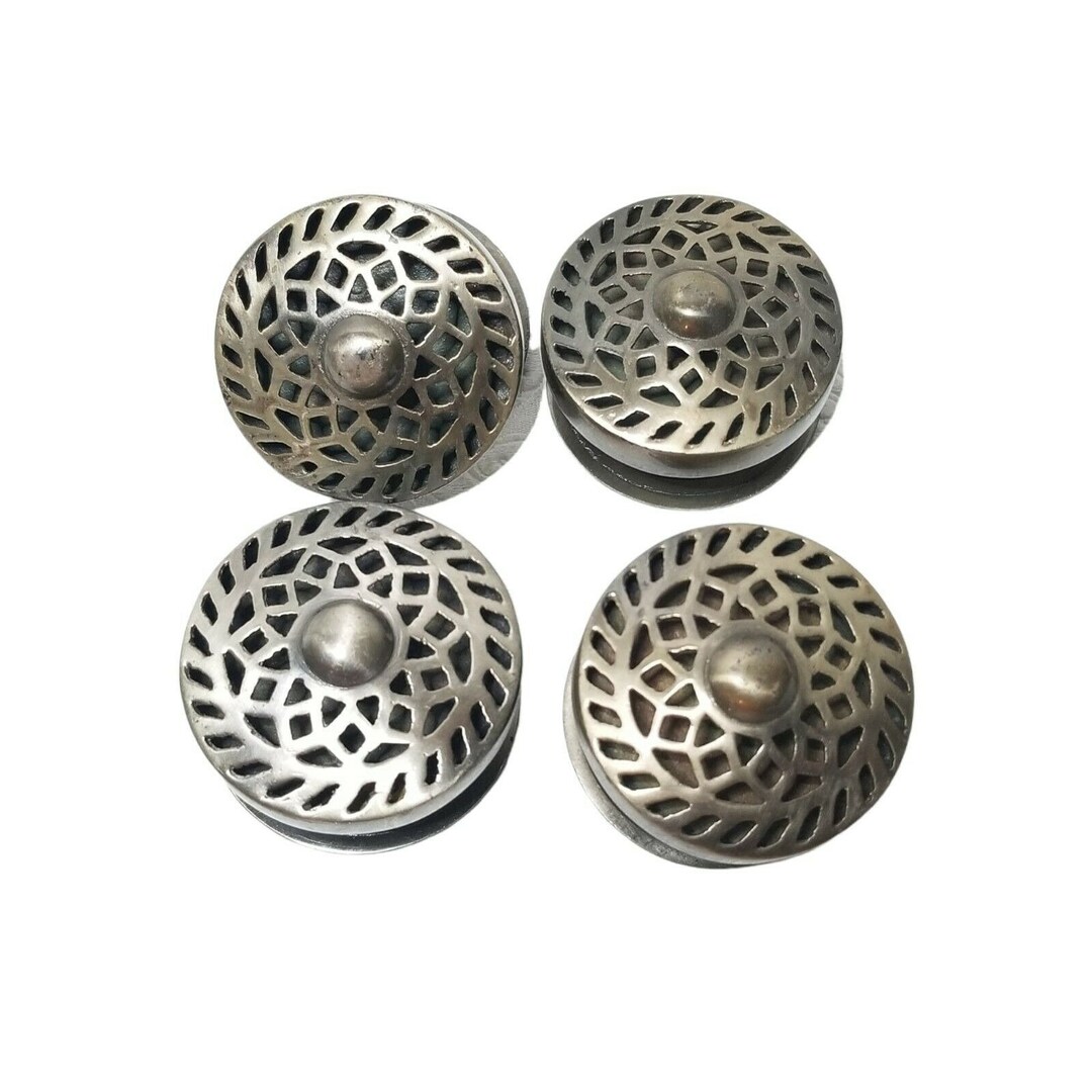 Drawer Pulls With Backplates Metal Round Vintage 2 Etsy