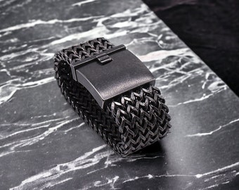 Titanium Foxtail Chain Bracelet Mens 30mm • Mens Heavy Chunky Bracelet • Handmade Link Chain Bracelet • Punk Jewelry • Birthday Gift