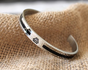 Handmade Viking Bracelet for Men , Nordic Bracelet , Titanium Valknut Cuff Bracelet , Viking Jewelry , Gift for Boyfriend , Viking Runes