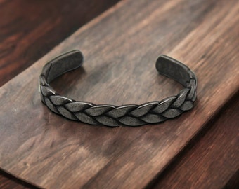 Handmade Titanium Cuff Bracelet Men Viking Bangle Bracelet Spiral Twisted Metal Bracelet for Men Mens Jewelry  Boyfriend Gift Christmas Gift