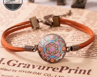 Handmade Leather Bracelet for Women | Talisman Leather Mandala Bracelet | Gifts For Women