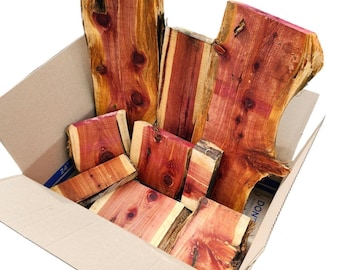Aromatic Eastern Red Cedar Live Edge Assortment Box 20 lbs - Great for gift makers!