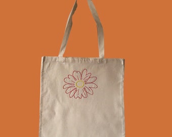 Artsy Embroidered Cute Flower Tote Bag