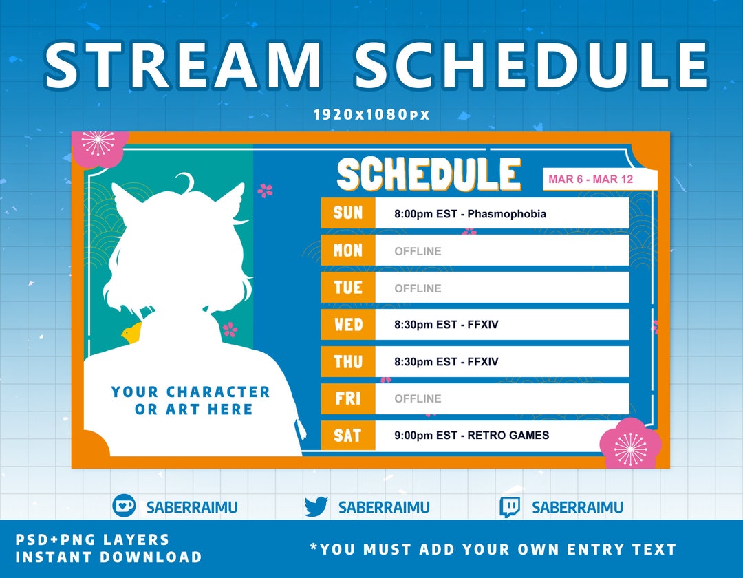Rainbow Stream Schedule Template / Stream Assets / Streamer / Vtuber ...