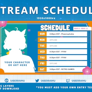 Rainbow Stream Schedule Template / Stream Assets / Streamer / Vtuber Graphics / Twitch Graphics