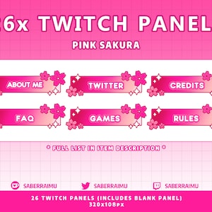 26x Cute Pink Twitch Panels / Pink Sakura / Stream Assets / Vtuber Graphics / Twitch Graphics