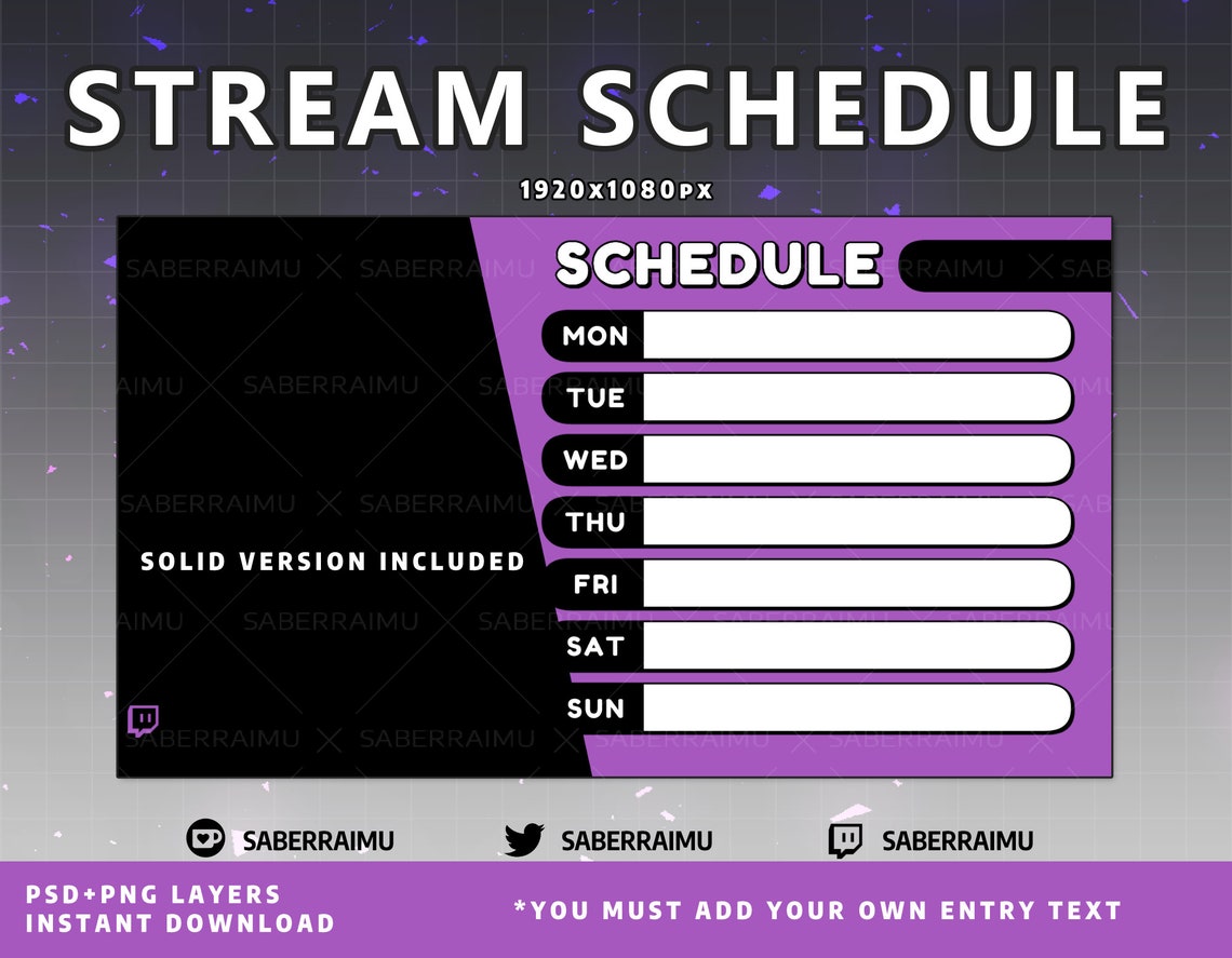 Pastel Purple Stream Schedule Template Star Chart Schedule Etsy