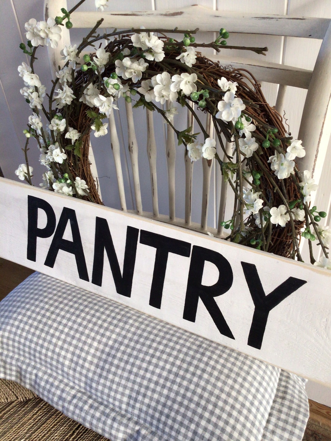 Pantry Letrero Pantry Rustic Farmhouse Board, letrero blanco, placa de almacenamiento ...