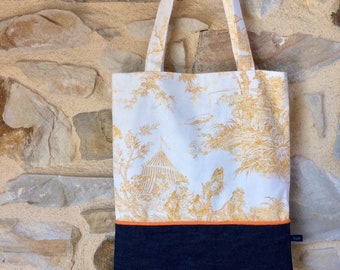 Krapahut: yellow jouy canvas totebag (tote-all bag, handbag)
