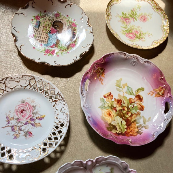 Pretty in Pink Antique & Vintage Floral Decorative and Cabinet Plates by Haviland Limoges, Three Crown China, Etc. | Set of 5 or Individual