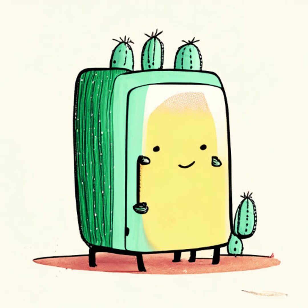 Cactus Fridge Sticker Funny Fridge Stickeradorable Etsy