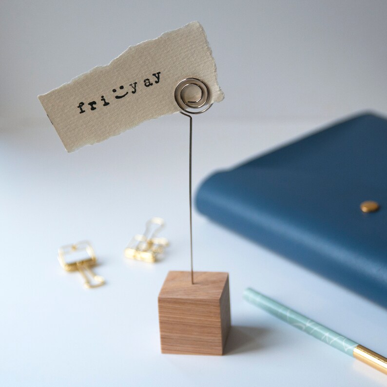Oak Wood Photo Holder Note Holder Wood Modern Note Holder Etsy
