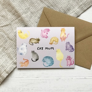 Carte de maman chat - carte de voeux A6 - carte toutes occasions
