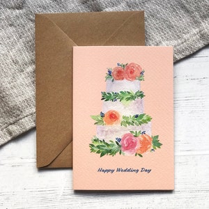 Feliz dia do casamento - cartões A6 - em branco dentro