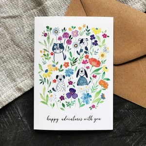 Aventuras felices contigo - Linda tarjeta de felicitación - Tarjeta floral - Tarjeta de todas las ocasiones
