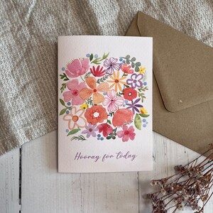 Hourra pour aujourd'hui carte de voeux - carte de félicitations - félicitations pour mariage - félicitations pour nouveau bébé - réalisation - nouvelle maison
