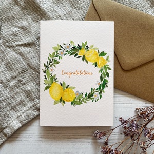 Tarjeta de felicitación de corona de limón - Felicitaciones de boda - Felicitaciones de nuevo bebé - Logro - Nuevo hogar