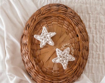 Estrellas de mar / Pinzas de ganchillo + Diademas de nailon