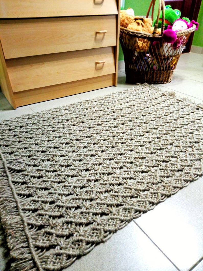 Natural Macrame Jute Rug, Jute Layer, Eco Friendly Home Decor, Jute