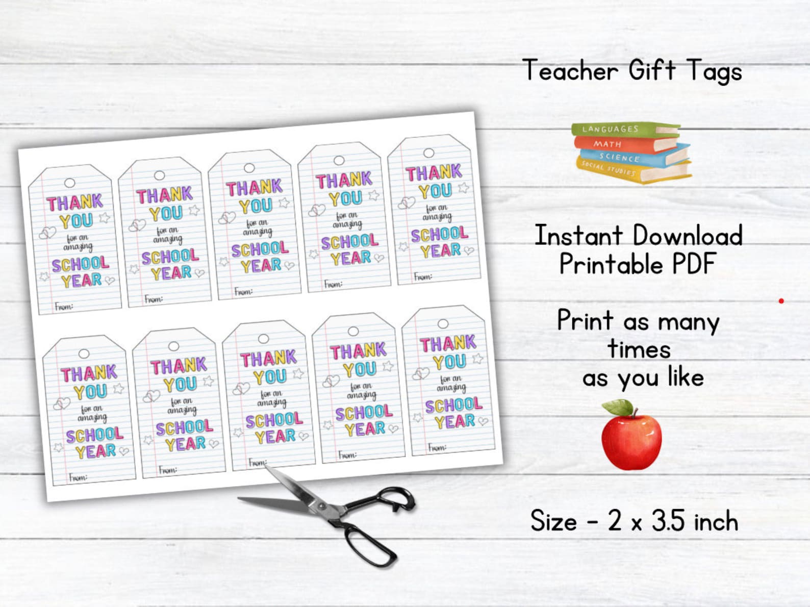 Teacher Gift Tags, Teacher Appreciation, Printable Teacher Gift Tags ...