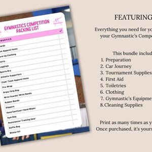 Gymnastic's Competition Packing List for Family Printable, Printable ...