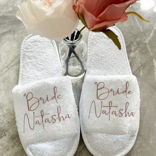 Personalised Bridal Party Slippers, Personalised Bridesmaid Slippers, Hen Party Slippers, Personalised Spa Slippers