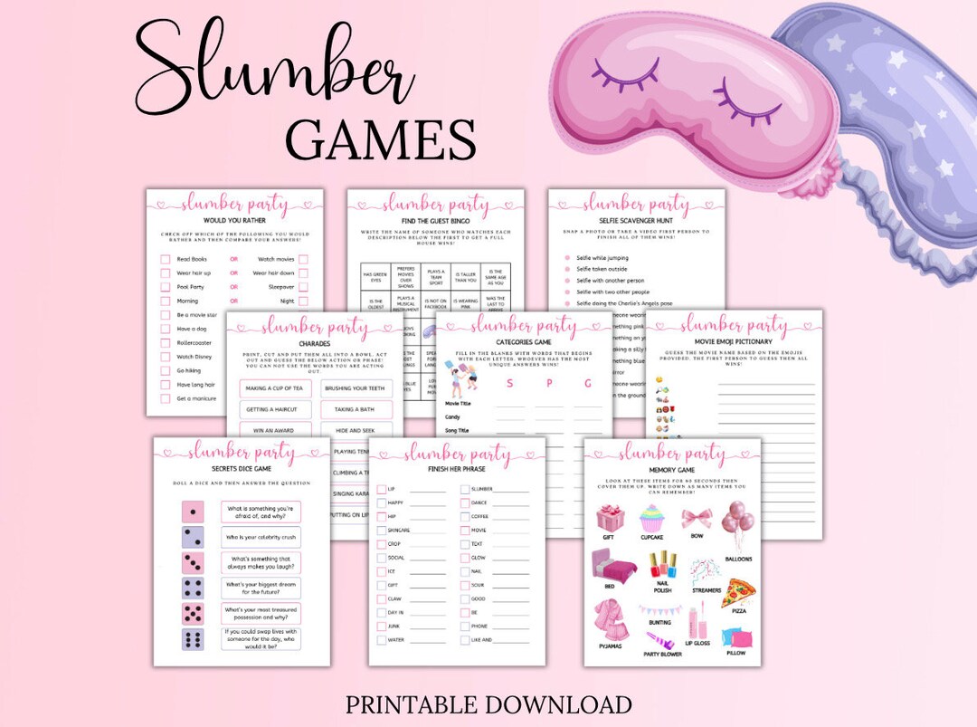 Slumber Games Slumber Party Games, Sleepover Games, Tweens Party, Teens Birthday ...