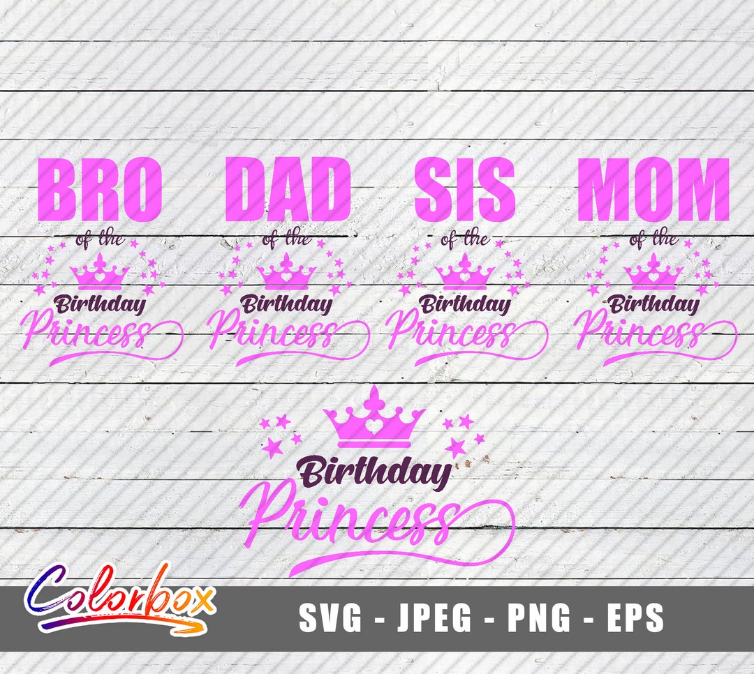 Birthday Princess Family Bundle Svg, Birthday Girl Svg, Bro Birthday