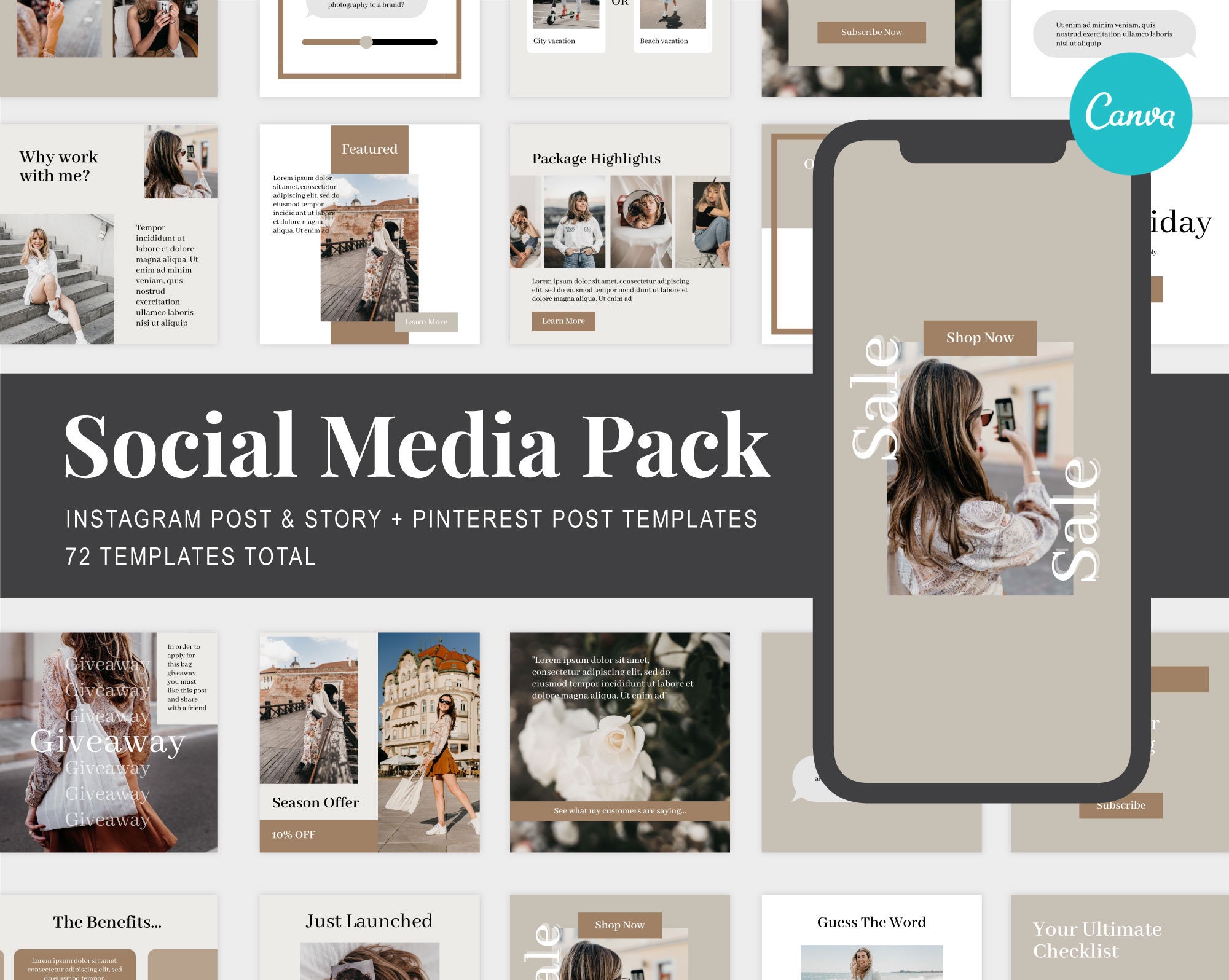 Olivia Instagram Story & Instagram Post Canva Social Media Bundle ...