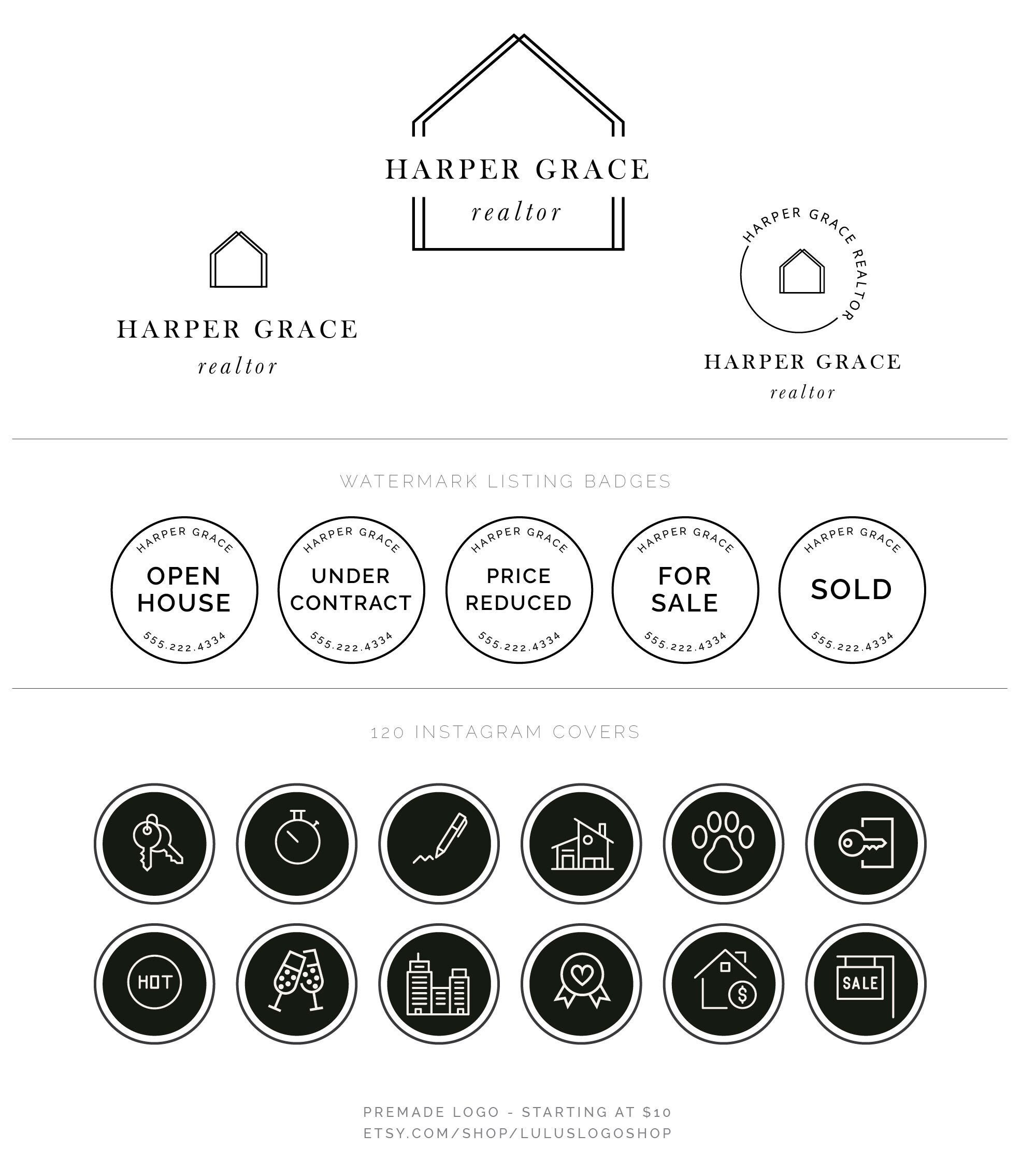 Realtor House Logo House Logo Real Estate Logo Broker Etsy
