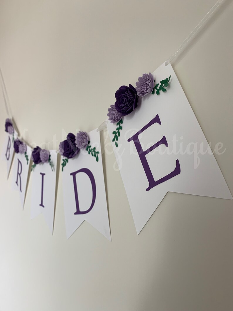 Bridal Party Decor Purple Bridal Shower Banner Custom Purple Floral Banner Purple Bride Floral Banner Purple Wedding Flower Banner