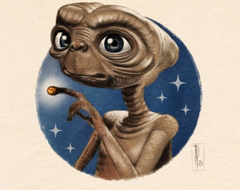 Art Print, E.T. The Extra-Terrestrial, mini poster, high quality digital printing.