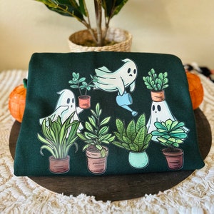 Ghost Watering Plants Sweatshirt, Plant Lady Sweatshirt, Plant Lover Gift, Funny Halloween Gift, Cute Ghost Sweater,  Fall Mom Sweater
