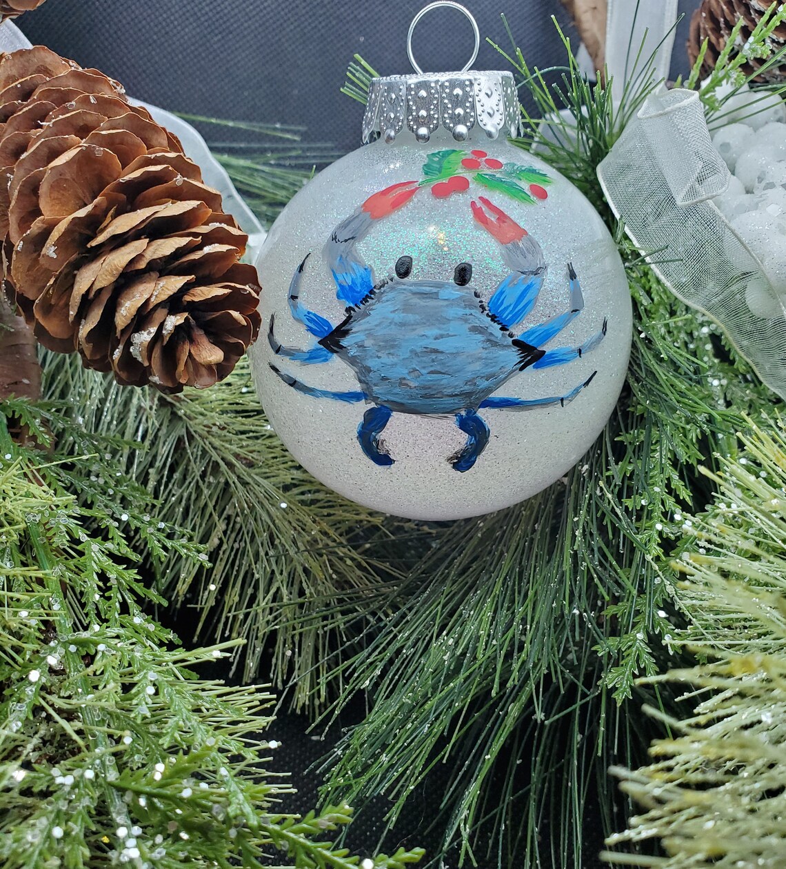 Blue Crab Ornament Hand Painted on Shatterproof Ornament Etsy