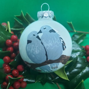 Two Turtle Doves Hand Painted Ornament