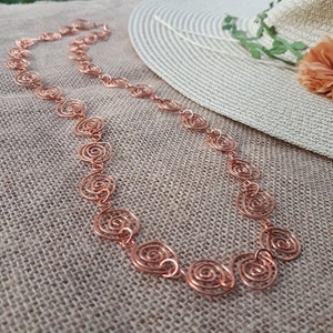 Handmade Hammered Spiral Copper Chain Necklace | Medical Copper | Gift for Mother | Gift for Grandmother |