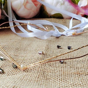Simple tiara Gold and Rose-Gold wedding circlet dainty bridal elven tiara pearl circlet tiara wedding tiara fairy crown