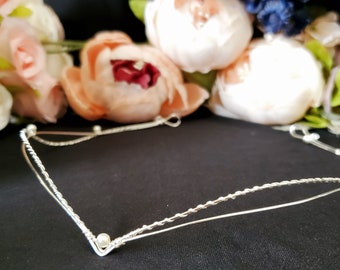 Silver wedding tiara simple tiara dainty bridal hairpiece bridal headband pearl tiara vintage bridal crown boho wedding tiara bohemian bride