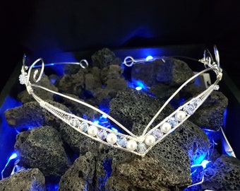 Silvermist, an elegant wedding circlet, bridal headpiece, elf wedding, Princess Crown, Elven Circlet, Mermaid crown, wedding crown,