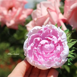 Pink Peony hair clip, large flower hair clip, Peony jewelry, Flower brooch, Peony brooch