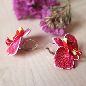 Pink orchid earrings, Pink bride earrings, Flower earrings, bridesmaids orchid, wedding stuff, beach weddings, Pink jewelry, mother day gift image 8