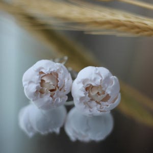 Weiße Pfingstrose Ohrringe, Hochzeit geblümte Ohrringe