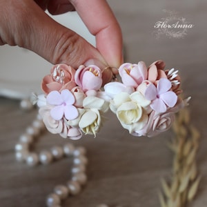 Large Pink Flower Earrings: Polymer Clay Floral Summer Jewelry