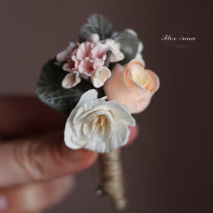 Handmade Floral Brooch,  Rose Pin, Wedding Boutonniere | Groom Buttonhole