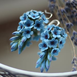 Blue flower earrings,Forget-me-not earrings,Dangle earrings,jewelry bride earrings,Bridesmaid Gift for her