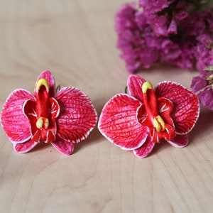 Pink orchid earrings, Pink bride earrings, Flower earrings, bridesmaids orchid, wedding stuff, beach weddings, Pink jewelry, mother day gift image 7