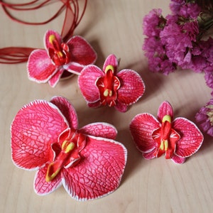 Pink orchid earrings, Pink bride earrings, Flower earrings, bridesmaids orchid, wedding stuff, beach weddings, Pink jewelry, mother day gift image 9